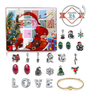 👑Calendrier De Compte à Rebours 24 jours Bricolage Perlé Boîte Aveugle Cadeau De Noël Bracelet