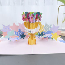 Charger l&#39;image dans la galerie, Carte de vœux en 3D avec fleurs faites à la main