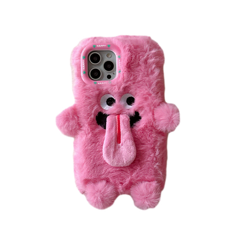 Langue drôle qui sort étui de téléphone portable en peluche pour iPhone