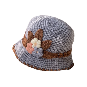 Chapeau en laine tricoté à fleurs épaisses pour femmes