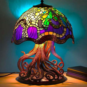 Lampe de Table en Verre Teinté de Série Végétale