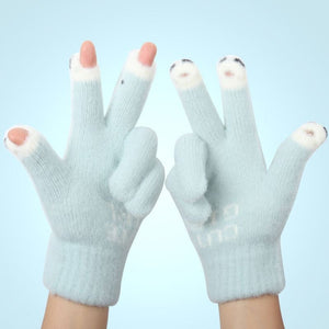 Gants tricotés en laine mignons