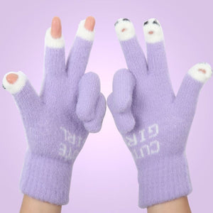 Gants tricotés en laine mignons