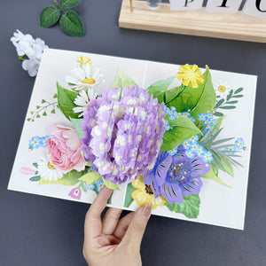 Carte de vœux en 3D avec fleurs faites à la main