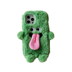Langue drôle qui sort étui de téléphone portable en peluche pour iPhone