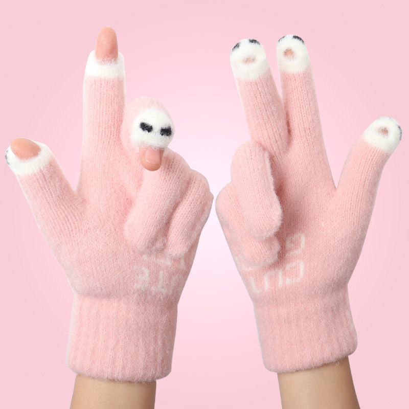Gants tricotés en laine mignons