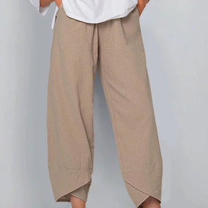 neuvième pantalon décontracté en coton et lin