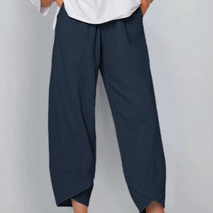 neuvième pantalon décontracté en coton et lin