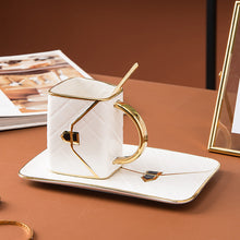 Charger l&#39;image dans la galerie, Tasse créative en forme de sac à main avec soucoupe et cuillère