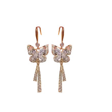 Charger l&#39;image dans la galerie, Boucles d&#39;Oreilles Pampille Papillon Cristal