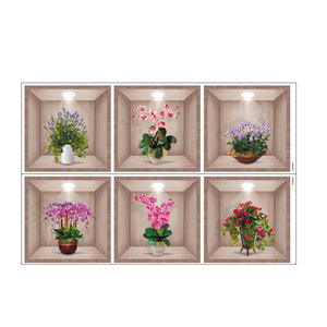Autocollant mural vase fleurs 3D
