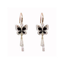 Charger l&#39;image dans la galerie, Boucles d&#39;Oreilles Pampille Papillon Cristal