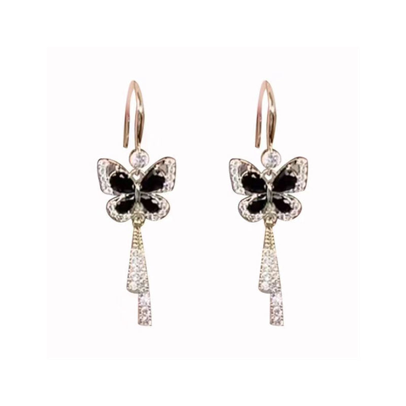 Boucles d'Oreilles Pampille Papillon Cristal
