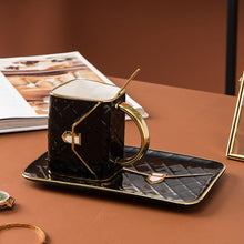 Charger l&#39;image dans la galerie, Tasse créative en forme de sac à main avec soucoupe et cuillère