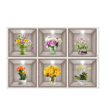 Charger l&#39;image dans la galerie, Autocollant mural vase fleurs 3D
