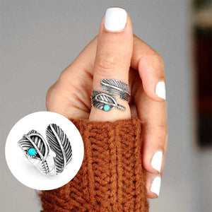 Bague Ajustable Plume Turquoise
