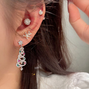 Boucles d'oreilles arbre de Noël brillant