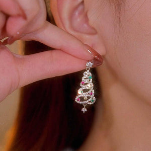 Boucles d'oreilles arbre de Noël brillant