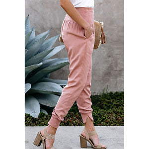 pantalon crop à taille fendue