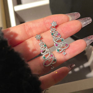 Boucles d'oreilles arbre de Noël brillant