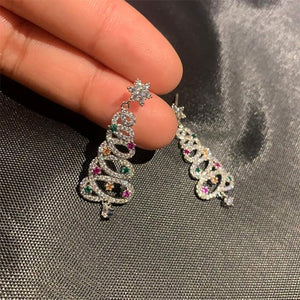 Boucles d'oreilles arbre de Noël brillant