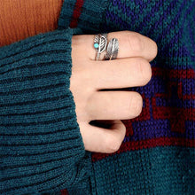 Charger l&#39;image dans la galerie, Bague Ajustable Plume Turquoise