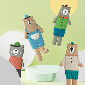 Aimant de Réfrigérateur Magnétique Mignon Ours à Carreaux