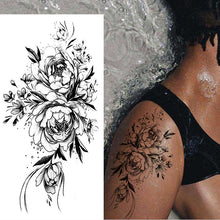 Charger l&#39;image dans la galerie, Autocollants de tatouage de fleur de croquis