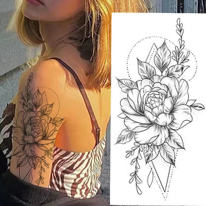 Autocollants de tatouage de fleur de croquis