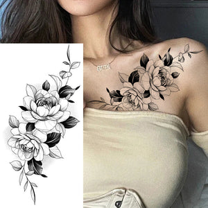 Autocollants de tatouage de fleur de croquis