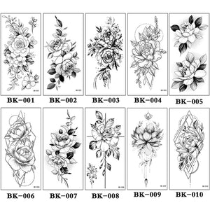 Autocollants de tatouage de fleur de croquis