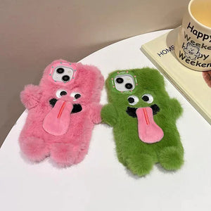 Langue drôle qui sort étui de téléphone portable en peluche pour iPhone