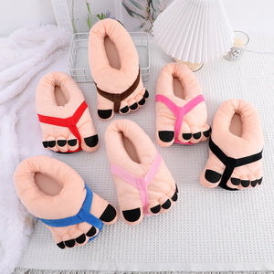 Pantoufles en peluche à pied amusantes