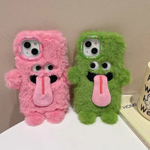Charger l&#39;image dans la galerie, Langue drôle qui sort étui de téléphone portable en peluche pour iPhone