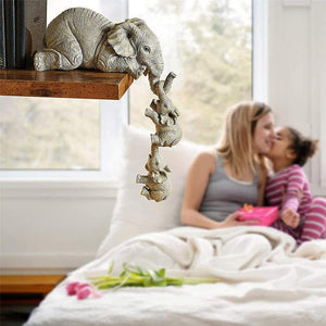 Figurine Mère Éléphant et Bébé Éléphant Décoration d'Étagère