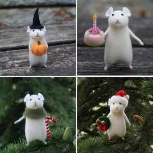 Décoration en feutre pour souris à fleurs