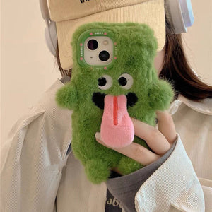 Langue drôle qui sort étui de téléphone portable en peluche pour iPhone