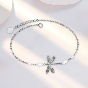 Libellen-Fußkettchen mit Perle