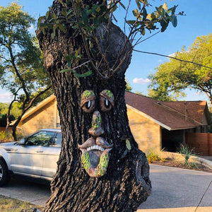 Décoration Extérieure de Visage d'Arbre