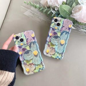 💐Coque de téléphone exquise de peinture à l'huile colorée pour iPhone