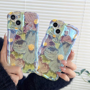 💐Coque de téléphone exquise de peinture à l'huile colorée pour iPhone