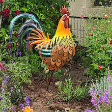 Charger l&#39;image dans la galerie, Coq de fer - détails étonnants et belles couleurs - art de la pelouse et du jardin