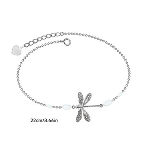 Libellen-Fußkettchen mit Perle