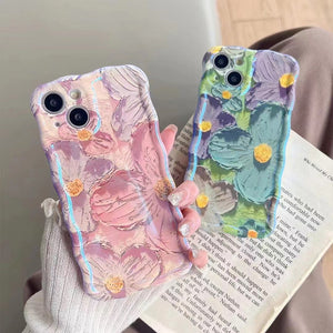 💐Coque de téléphone exquise de peinture à l'huile colorée pour iPhone