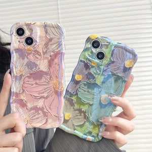 💐Coque de téléphone exquise de peinture à l'huile colorée pour iPhone