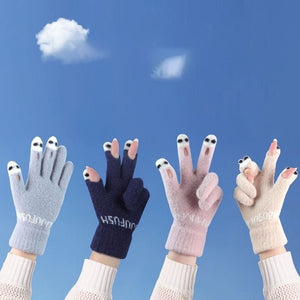 Gants tricotés en laine mignons