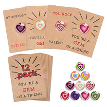 Charger l&#39;image dans la galerie, Paquet de 24 cartes de Saint-Valentin avec cristaux en forme de cœur