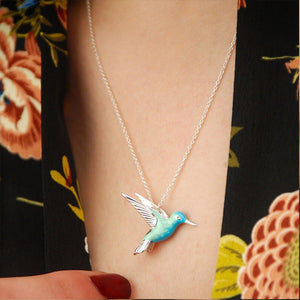 Collier colibri en émail