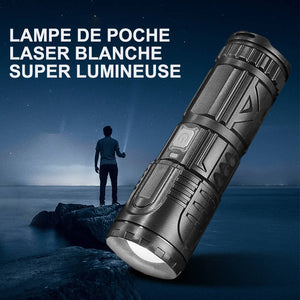 Lampe de poche blanche télescopique à zoom laser