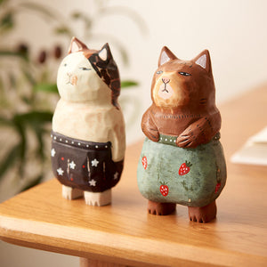 Ornement chaton sculpté en bois